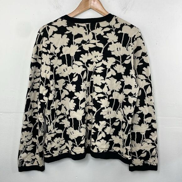 Amber Sun Merino Wool Cardigan Sweater Floral print with embroidery size Large - Picture 7 of 13